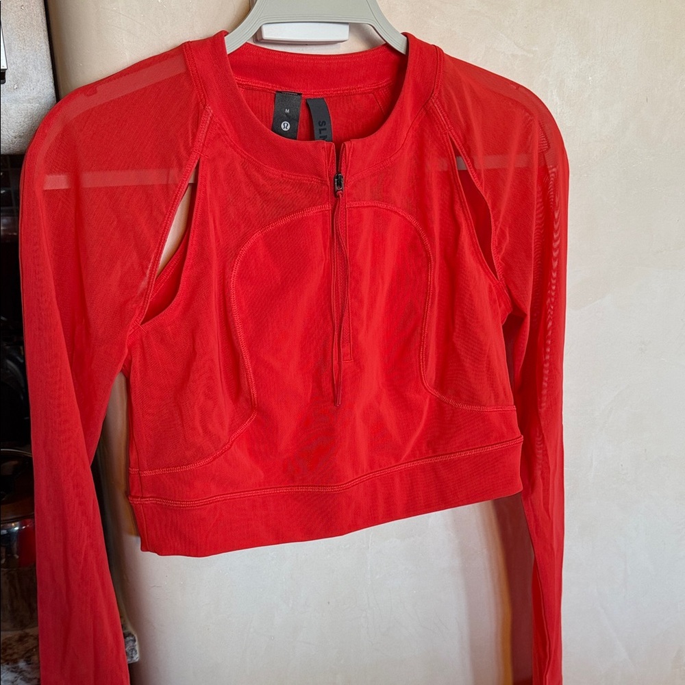 Lululemon Athletica Vibrant Red/Orange Zip-Up Top